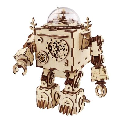 Caja de música Madera DIY Puzzle 3D Orpheus Robot, Robotime, AM601, 15×9.2×18.5cm