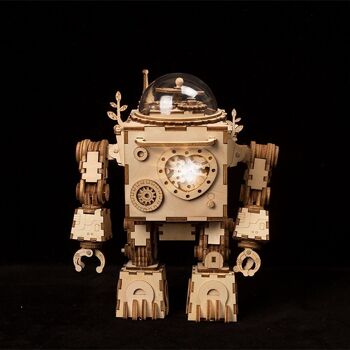 Boîte à musique bois bricolage puzzle 3D Orpheus Robot, Robotime, AM601, 15×9.2×18.5 cm 4