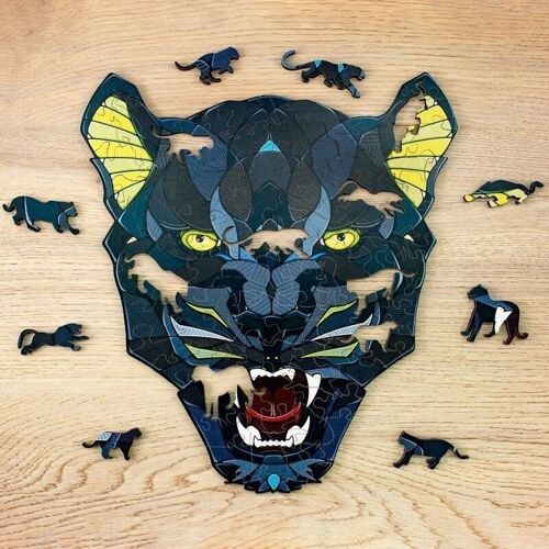 EWA 3D Wooden Jigsaw Puzzle Panther, 1096, Wooden Box, 31.1x28x0.5cm
