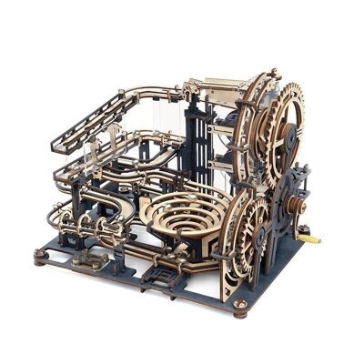 Puzzle 3D in legno fai-da-te Pista per biglie Marble Night City, Robotime, LGA01, 32.5×21.4×22.8 cm