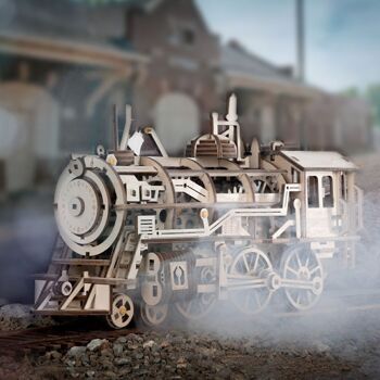 Puzzle en bois DIY Locomotive 3D, Robotime, LK701, 37x12x18.5cm. 2