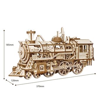 Puzzle en bois DIY Locomotive 3D, Robotime, LK701, 37x12x18.5cm. 5