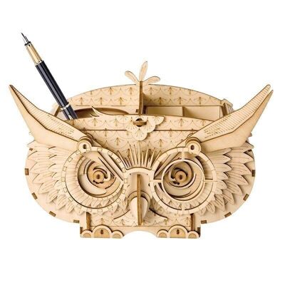 DIY Puzzle 3D en Bois Chouette / Hibou – Boîte à Crayons, Robotime, TG405, 16.5×7.5 x 10 cm