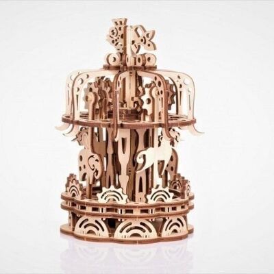 mr. Playwood 3D Wooden Puzzle Carousel Small 12.5x12.5x17.5cm.