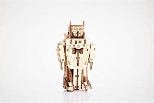 Mr. Playwood 3D Houten Puzzel Transformer Robot/Vliegtuig 7(10)X15(21)X20(24)Cm.