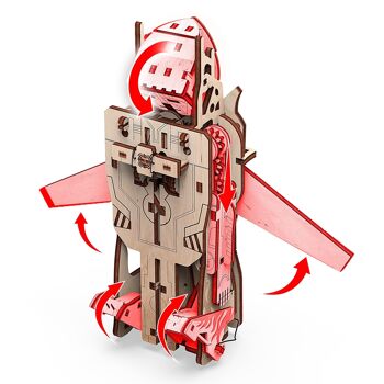 M. Playwood Puzzle 3D en Bois Transformateur Robot/Avion 7(10)X15(21)X20(24)cm. 3
