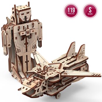 M. Playwood Puzzle 3D en Bois Transformateur Robot/Avion 7(10)X15(21)X20(24)cm. 5