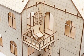DIY Eco Wood Art 3D Puzzle en bois Maison de poupée 54x48.6x37.6cm 4