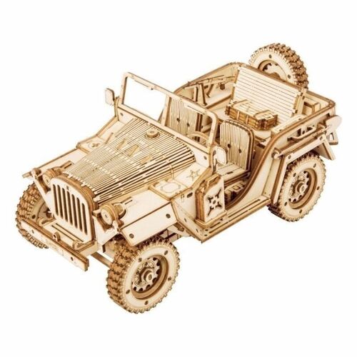 DIY 3D Model Building Kit Wooden Puzzle 3D Army Field Car, Robotime, MC701, 18.9×9.9×8.9 cms