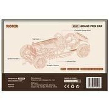 Puzzle en bois DIY Voiture de Grand Prix 3D, Robotime, MC401, 18.9x8x6 cm 5