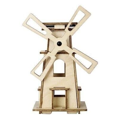3D Wooden Puzzle on Solar Energy, Wind Mill C, WCT076, 12.5 x 6 x 17cm