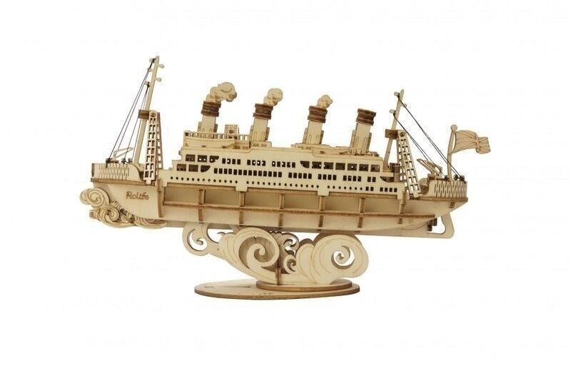 Puzzle 3D in legno fai da te Nave da crociera, Robotime, TG306, 19x5x11 cm