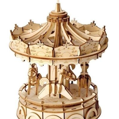 Puzzle 3D in legno fai da te Merry Go Round, Robotime, TG404, 12x12x15 cm