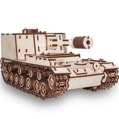 DIY Eco Wood Art 3D Wooden Puzzle Tank SAU-212, 068, L38xW17xH17.5cm