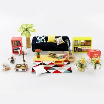 Salon de DIY House Locus, Robotime, DG106, 20,1 × 18,5 × 18,7 cm 4