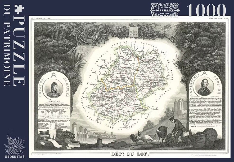 1000-piece puzzle - Map of the Lot department by Levasseur