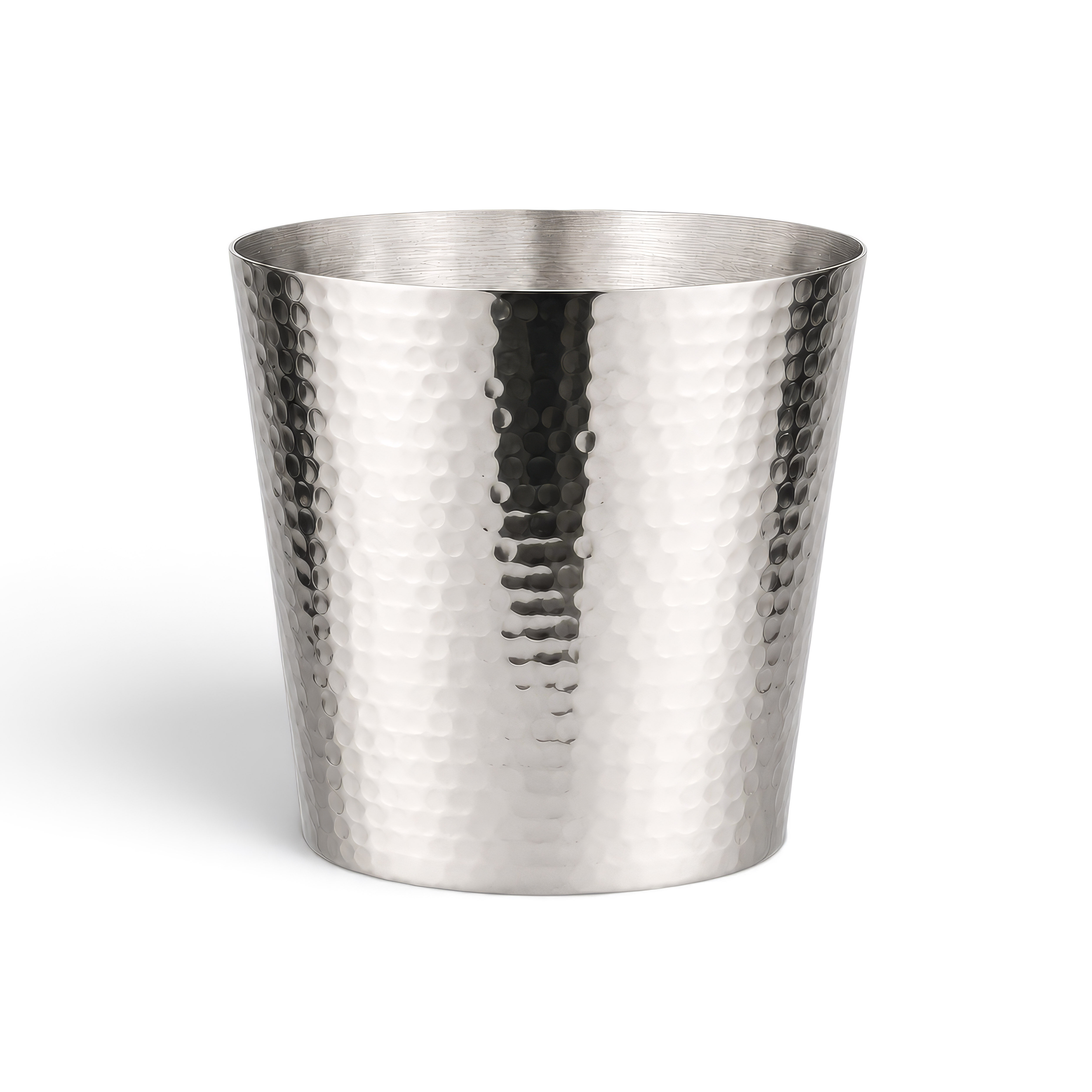 Basel hammered flower pot (height 11 cm, Ø 11.5 cm), stainless steel, high-gloss polished