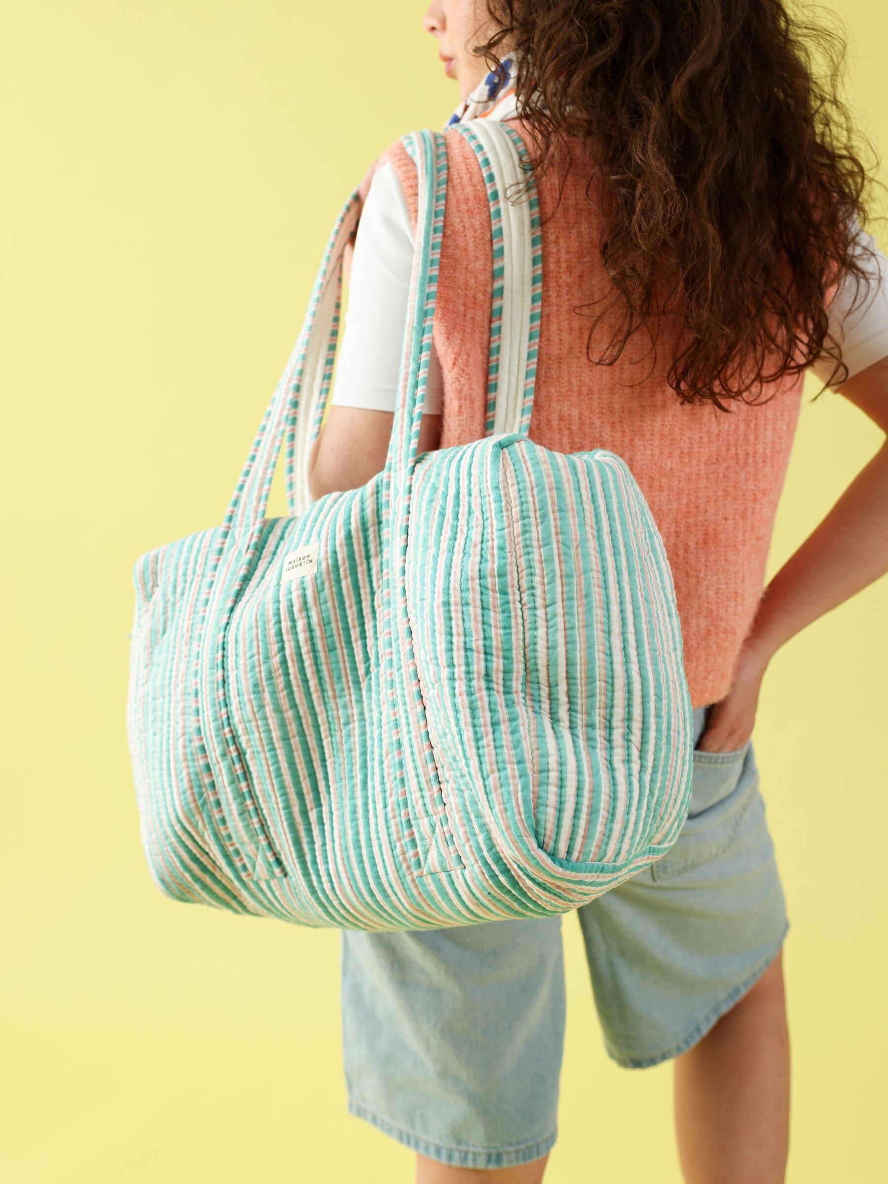 Sac week end Stripe turquoise