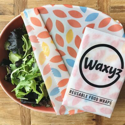Vegan Reusable Wax Food Wraps. Large Wraps. 4 Designs. 4 Colours