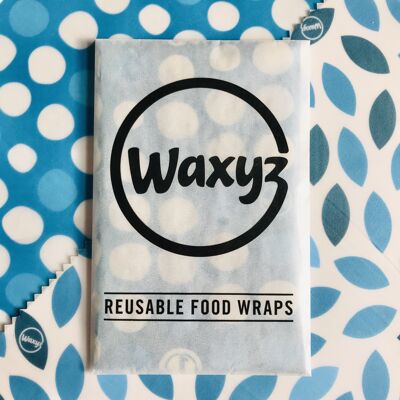 Vegane wiederverwendbare Wachswickel – Pack. 1 x Medium + 1 x Large Waxyz Wraps. Neue Designs