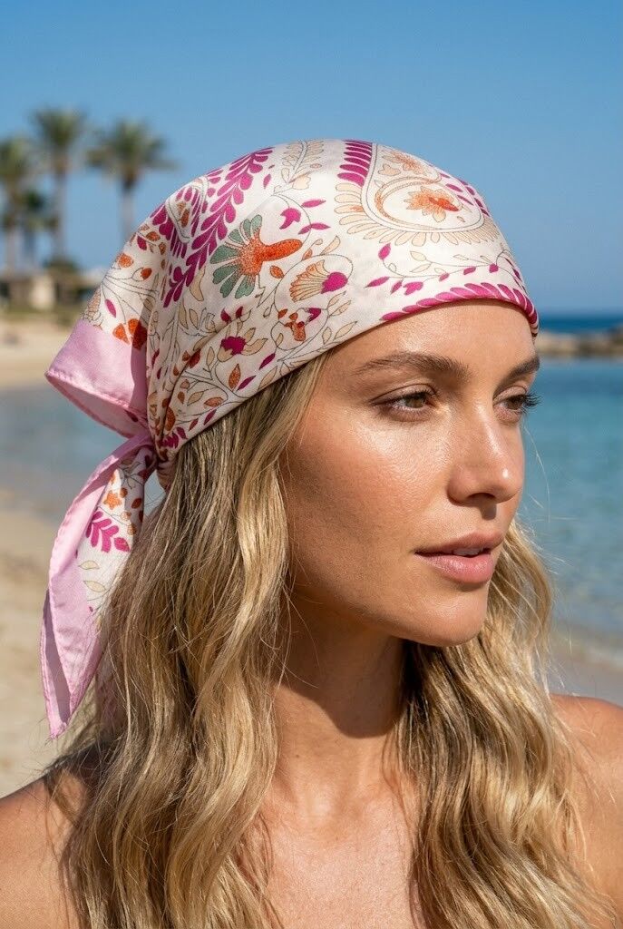 Square scarf 70x70 polyester with a silk-like effect and elegant, soft, trendy paisley pattern