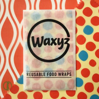 Envolturas de cera reutilizables veganas - Paquete. 2 envolturas Waxyz grandes. Nuevos diseños