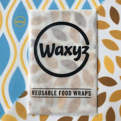 Vegan Reusable Wax Wraps – Pack . 2 x Medium Waxyz Wraps. New Designs