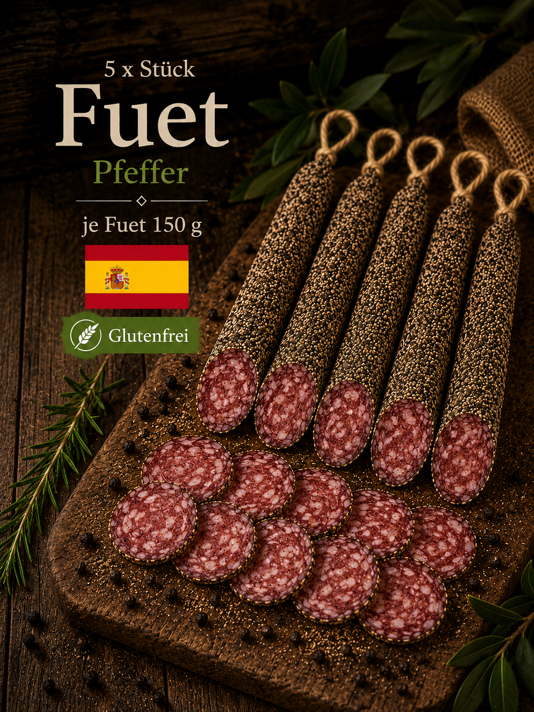 Salami Fuet Extra con pimienta de España