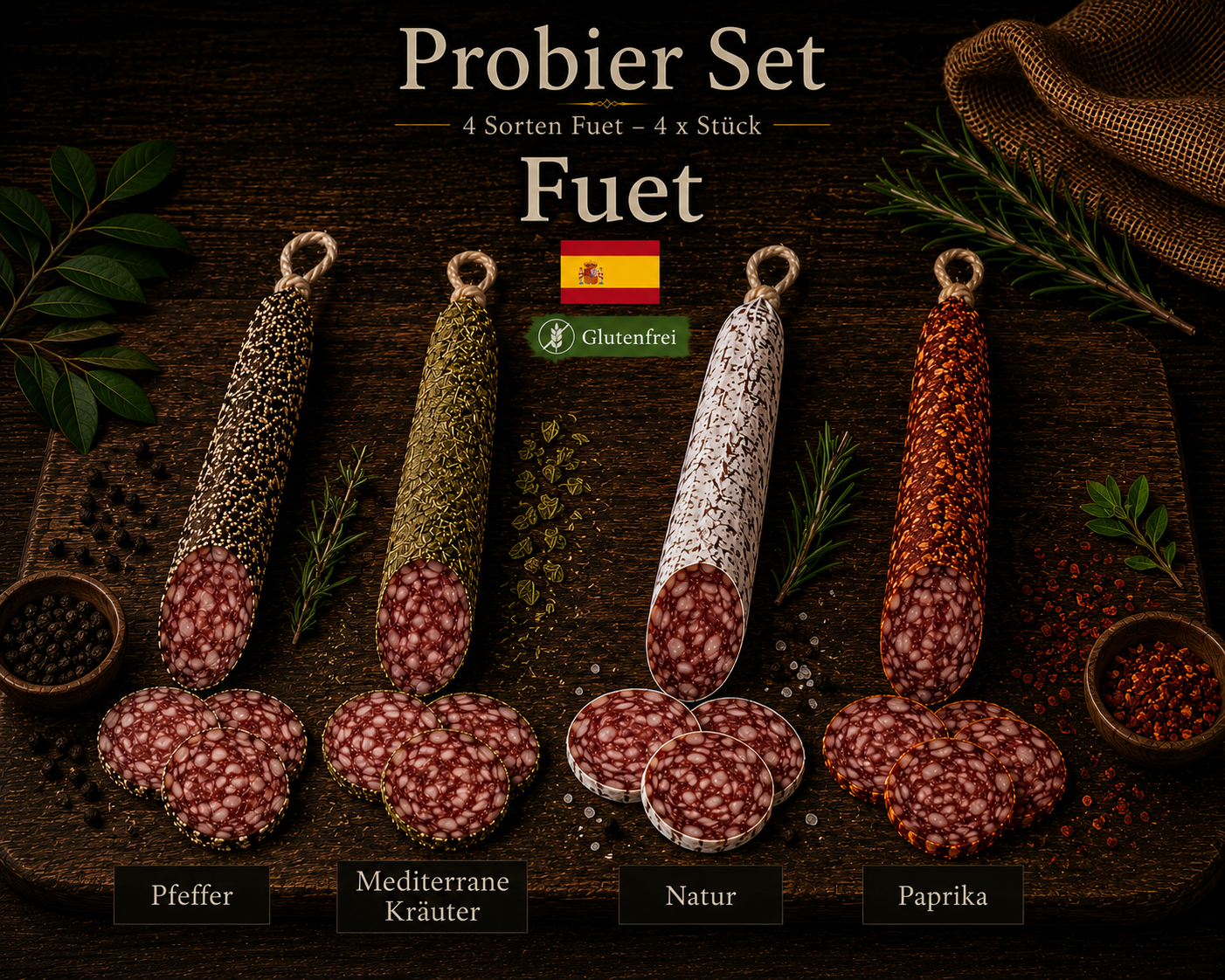Set de degustación Fuet Extra: 4 variedades de España