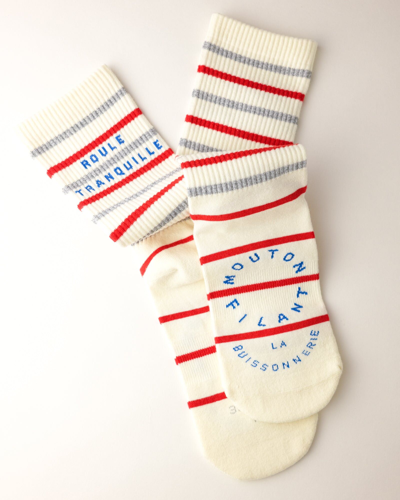 PAULINE SUMMER REFLECTIVE SOCKS - COQUELICOT / RED STRIPE