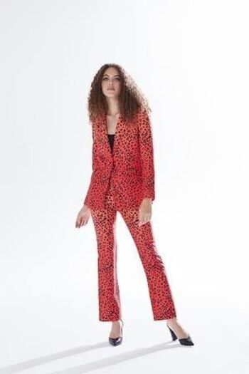 AW21/22 - Pantalon de costume ombré à imprimé léopard Liquorish en rouge, orange et noir - Taille 8 6