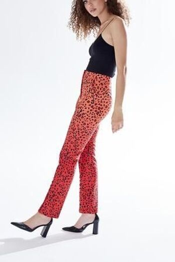 AW21/22 - Pantalon de costume ombré à imprimé léopard Liquorish en rouge, orange et noir - Taille 8 7