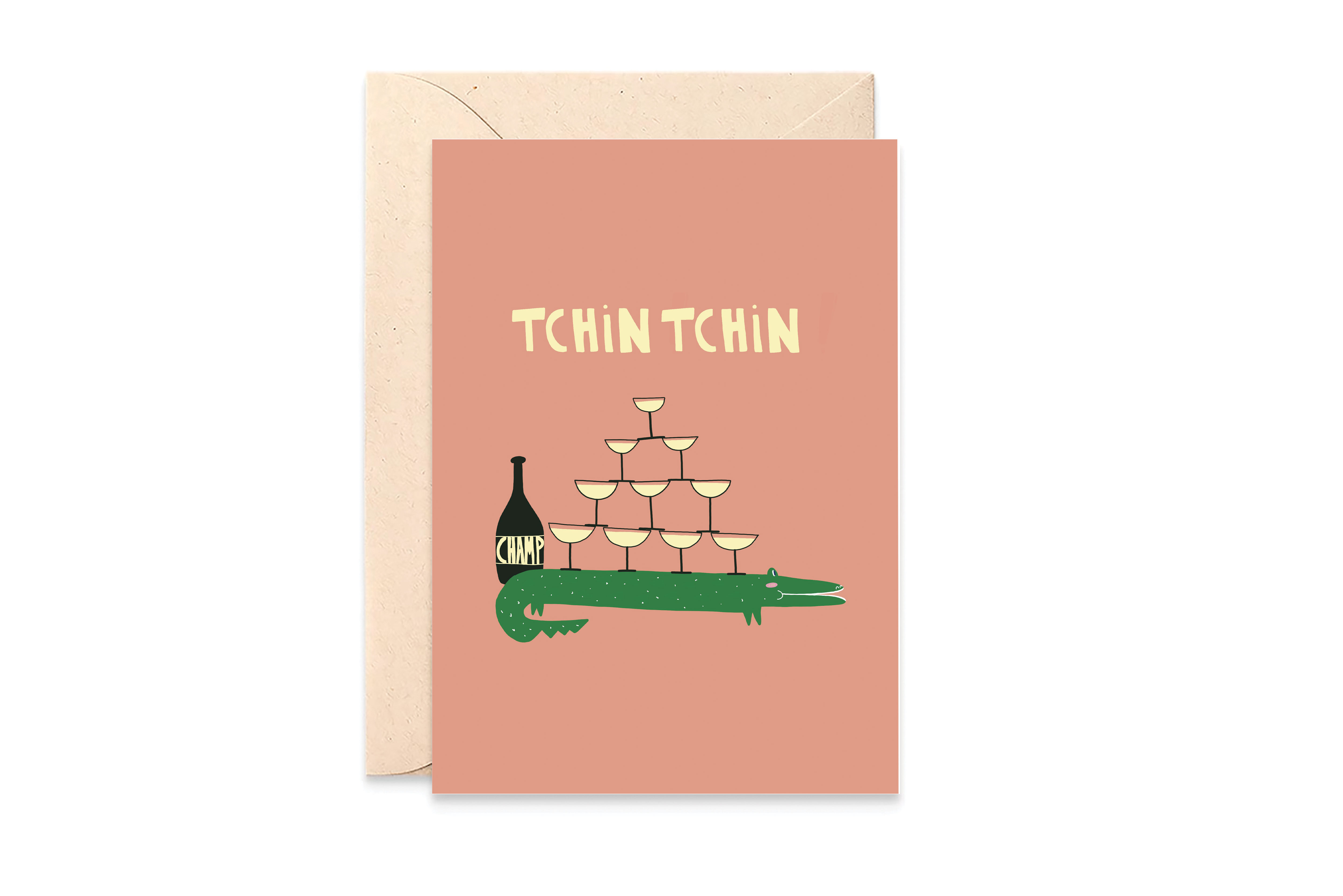'Cheers, Crocodile Champagne' Card - Birthday Card
