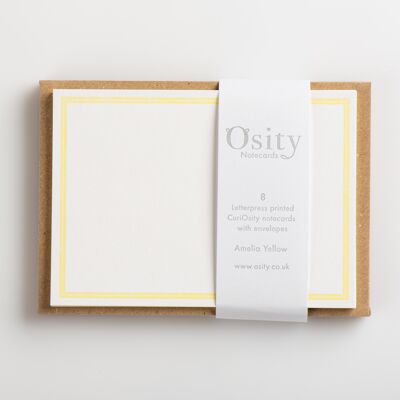 8 CuriOsity Letterpress Notecards, Amelia Yellow