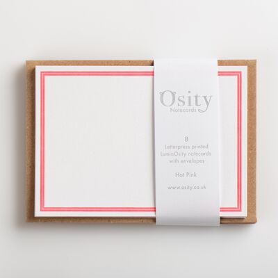 8 tarjetas de notas tipográficas LuminOsity, rosa intenso
