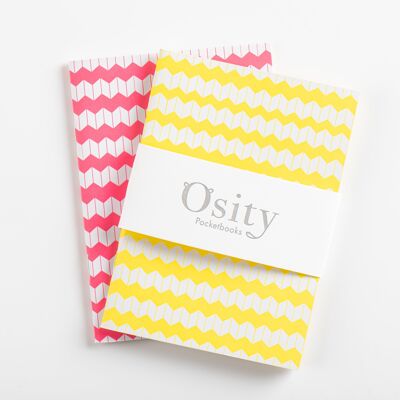 Paquete de dos cuadernos de bolsillo Jazz, amarillo luminoso y rosa fuerte