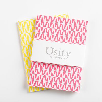 Paquete de dos cuadernos de bolsillo Flash, amarillo luminoso y rosa fuerte
