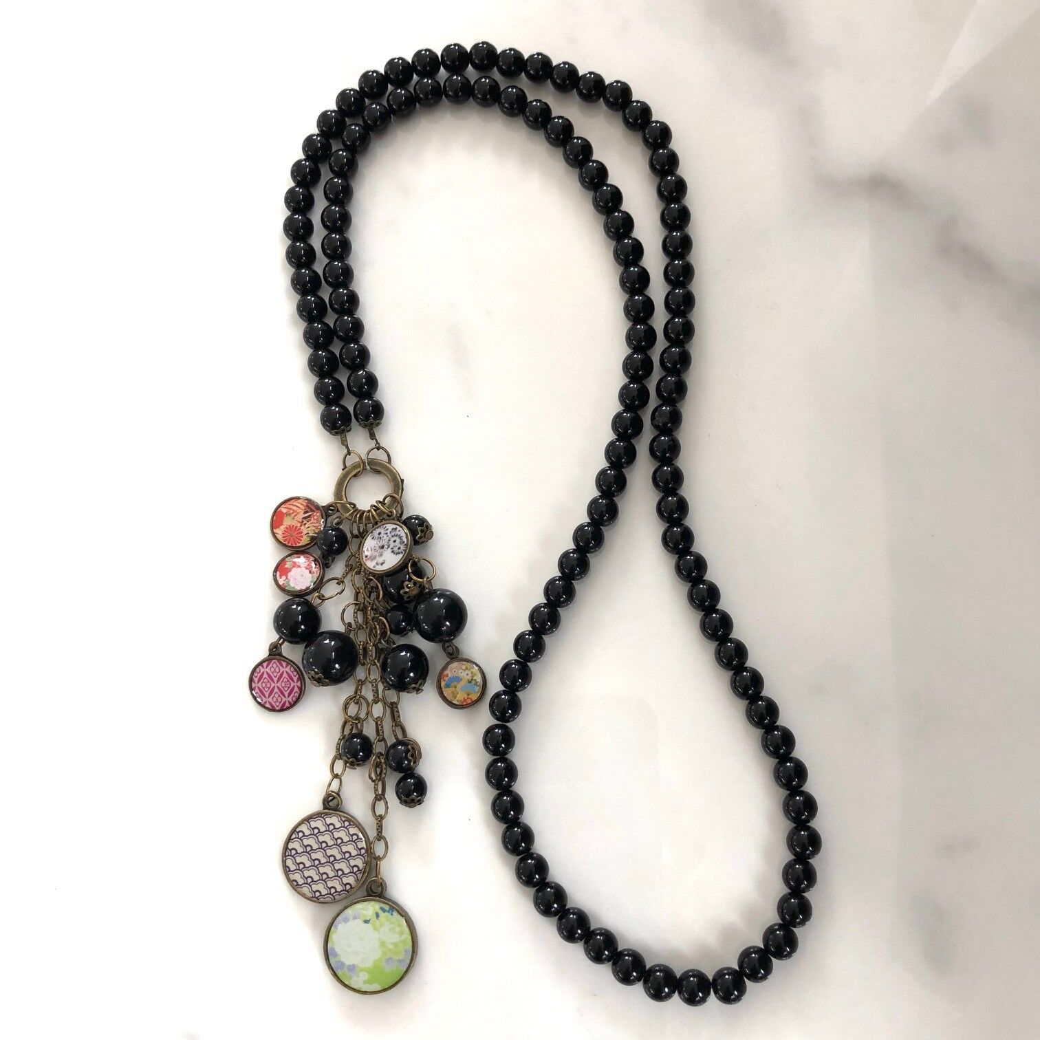 Emiko lange Halskette schwarz