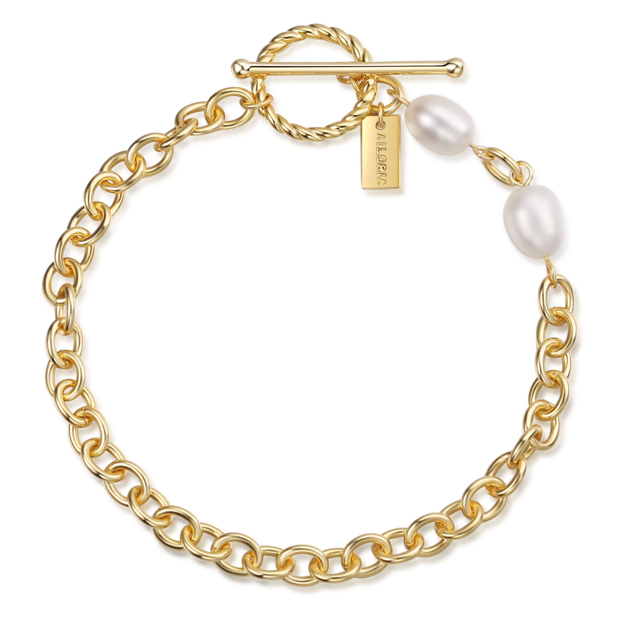 SHOUHEI Armband gold/weiße Perle