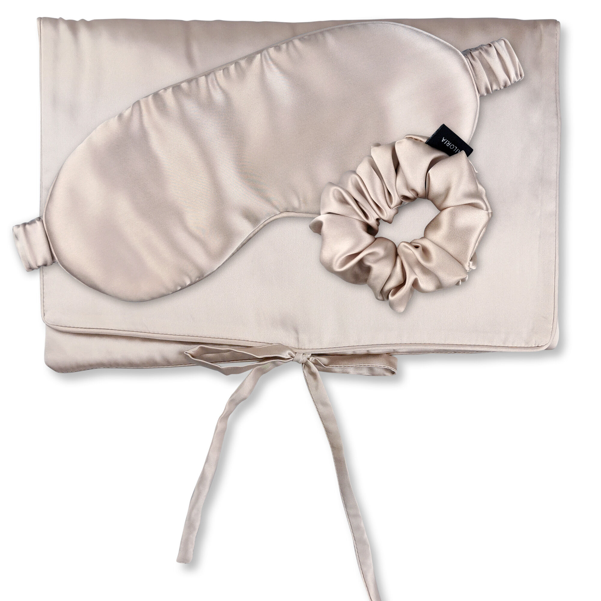 TRAVEL SET BEAUTY M Tasche, Schlafmaske & Scrunchie M aus Seide
