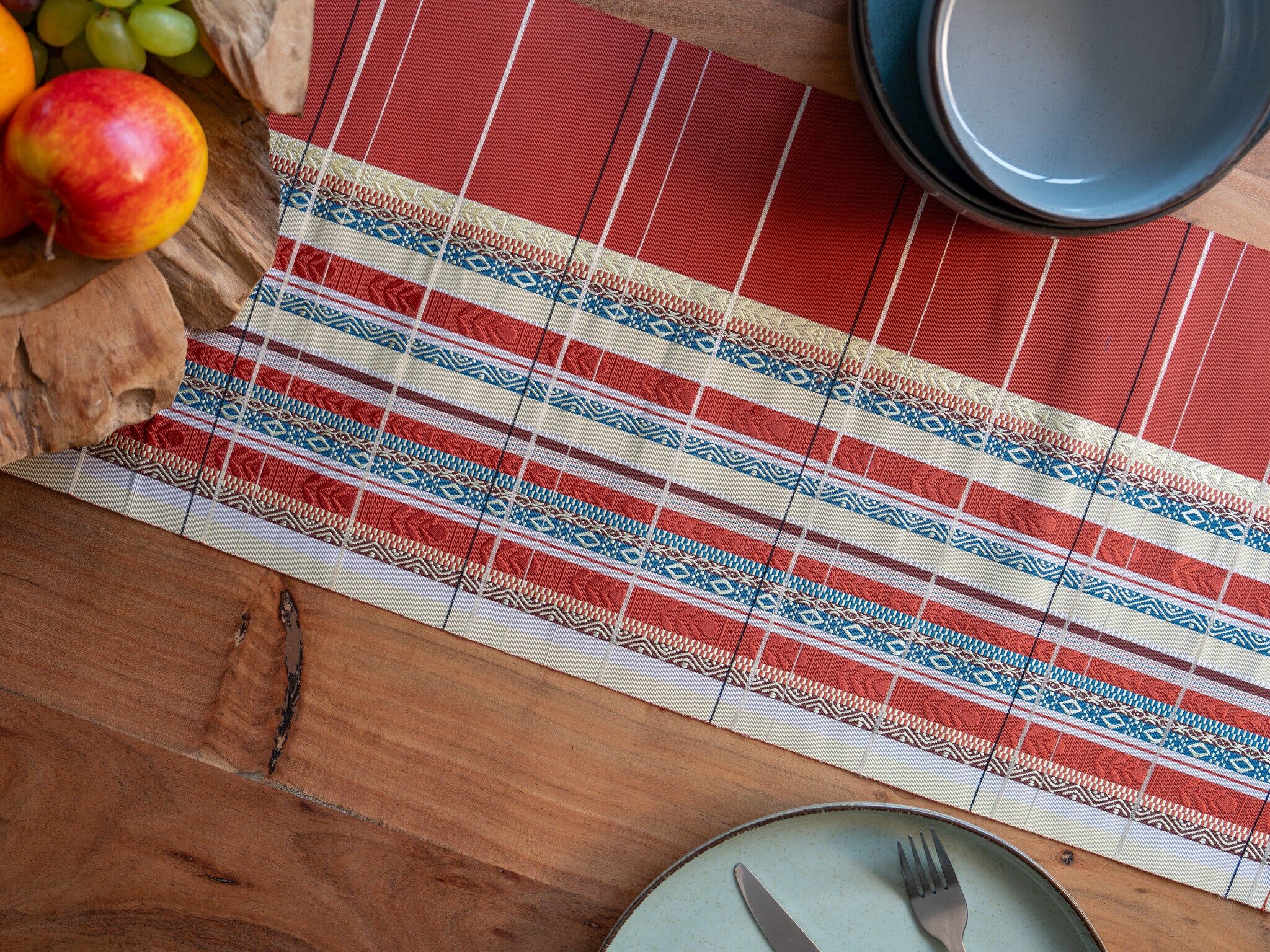 Japanese Ceremonial Silk Table Runner – The Akane-Ito, Tonal Weave in Madder Red