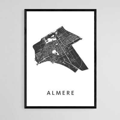 Almere City Map - A3 - Framed Poster