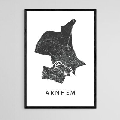 Mapa de la ciudad de Arnhem - A3 - Póster enmarcado