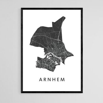 Carte de la ville d'Arnhem - A3 - Poster encadré 1