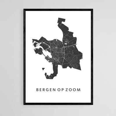 Bergen op zoom Mappa della città - A3 - Poster con cornice