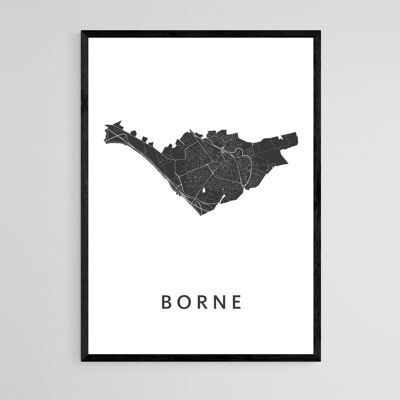 Borne City Map - A3 - Framed Poster