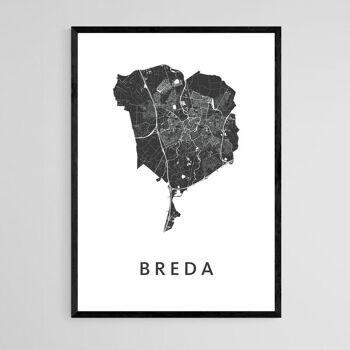 Carte de la ville de Breda - A3 - Poster encadré 1