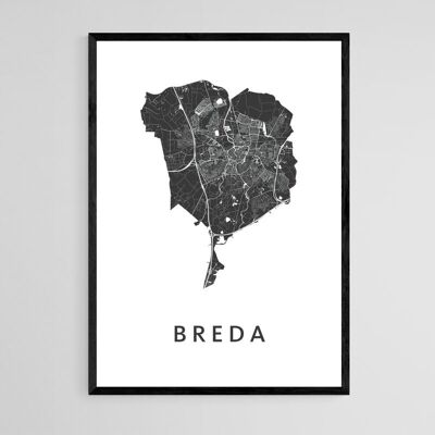 Breda Stadtplan - B2 - Gerahmtes Poster