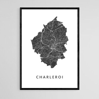 Mapa de la ciudad de Charleroi - A3 - Póster enmarcado