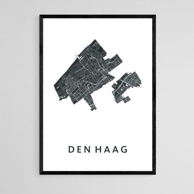 Den Haag Stadtplan - A3 - Gerahmtes Poster